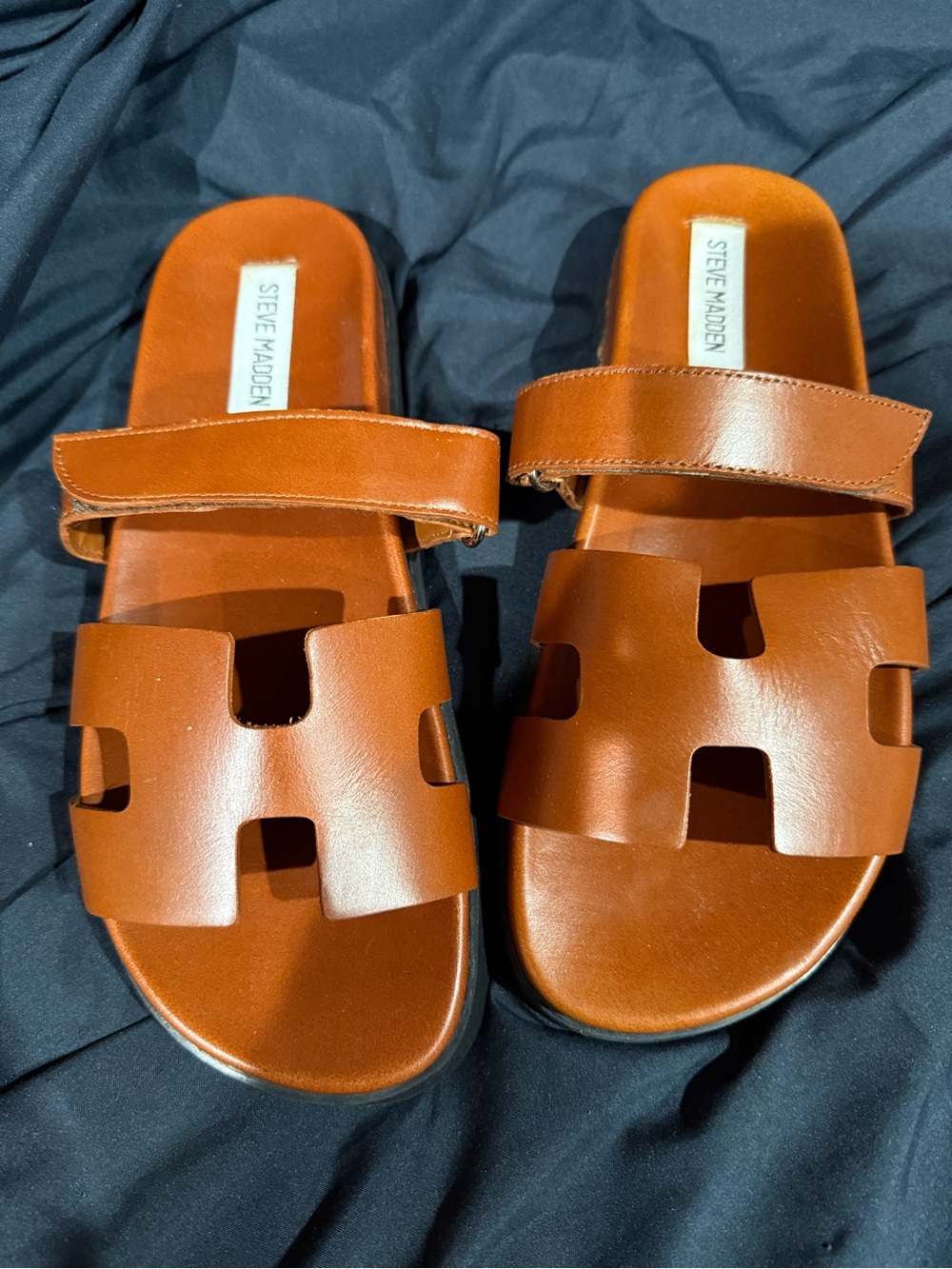 Steve Madden Women's Tan Leather Slide Sandals size 8